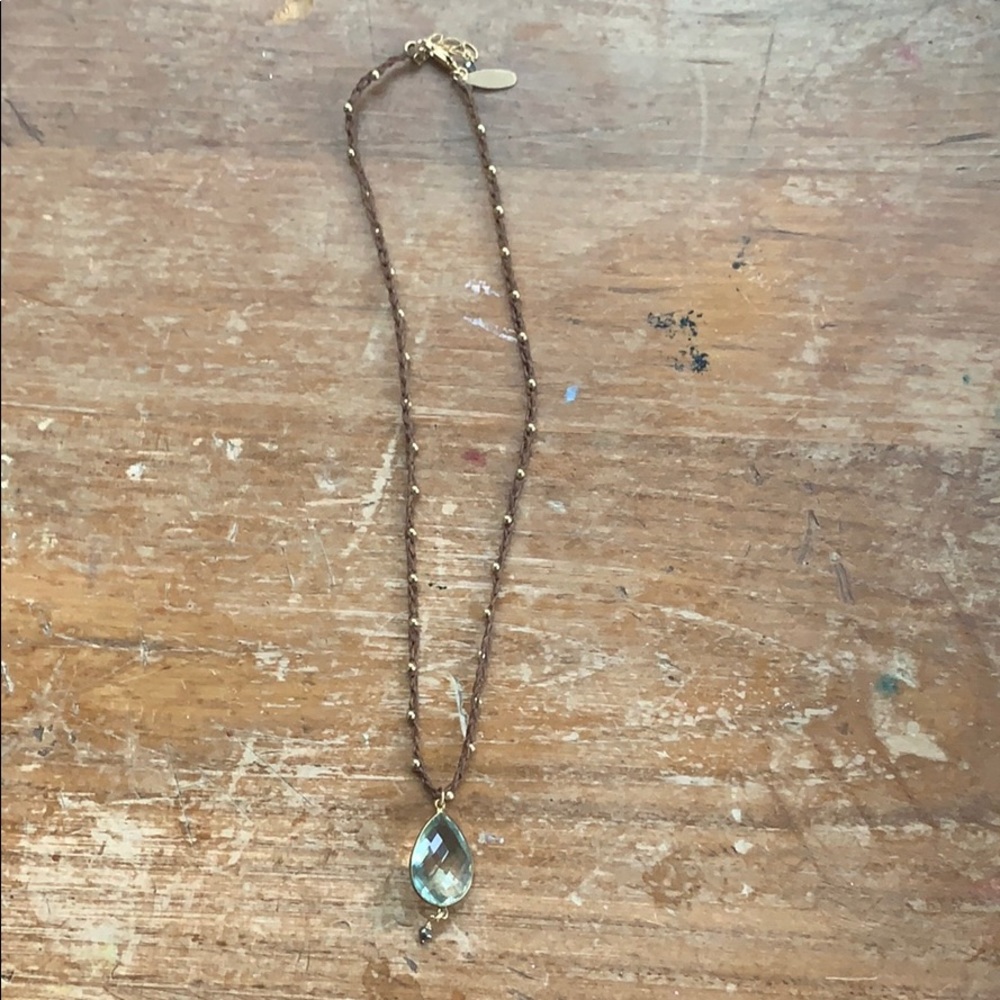 SKM gem necklace with beaded chain